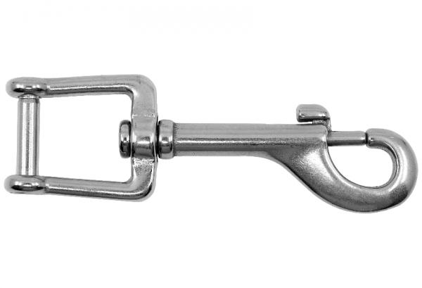 Edelstahl Wirbelkarabiner mit Federzug und Schraubbolzen, 110mm, V4A, AISI 316, rostfrei